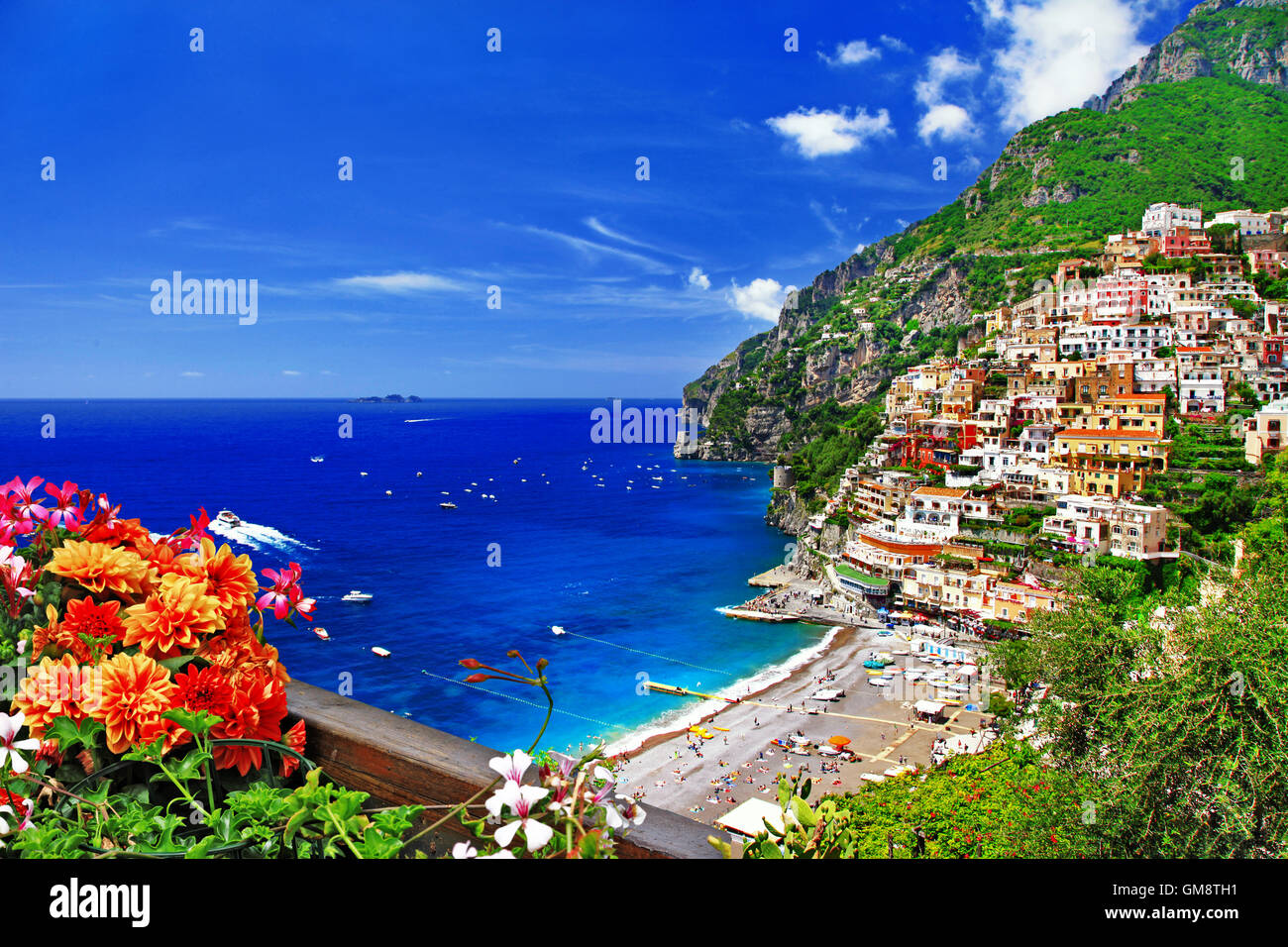 Beautiful scenicplaces of Italy - Amalfi coast - Positano Stock Photo
