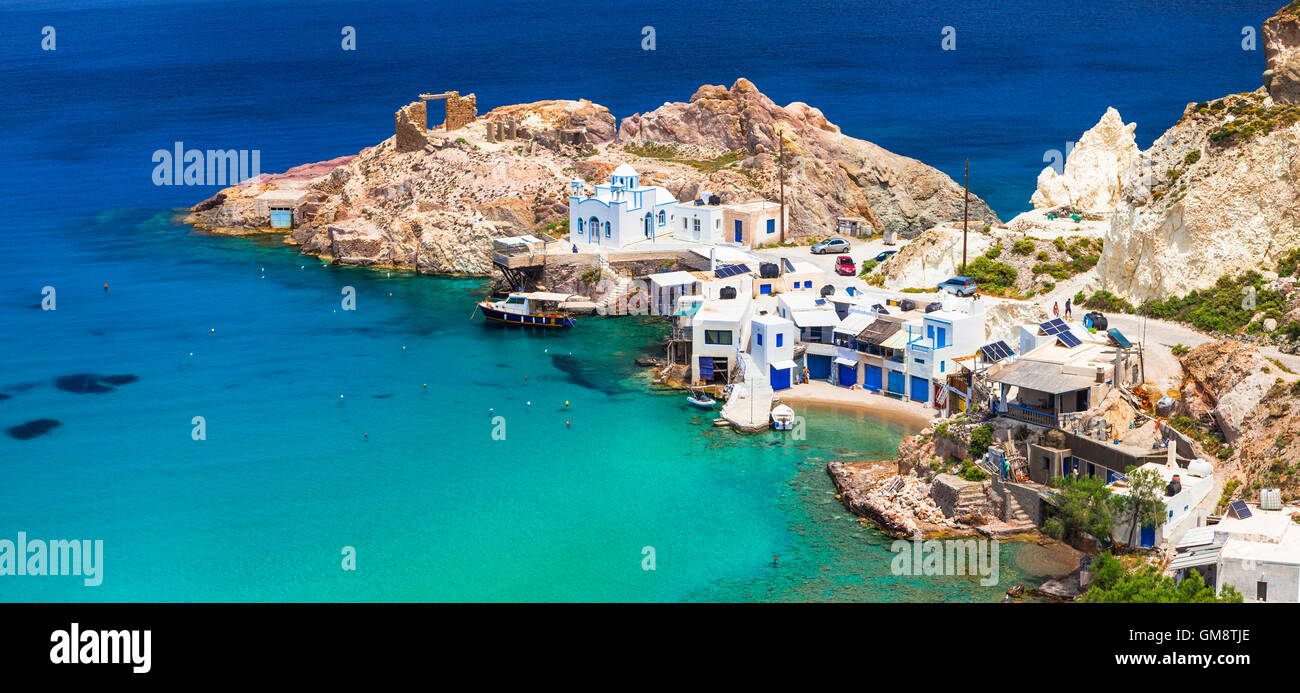 authentic traditional villages of Greek islands - Fyropotamos, Milos Stock Photo