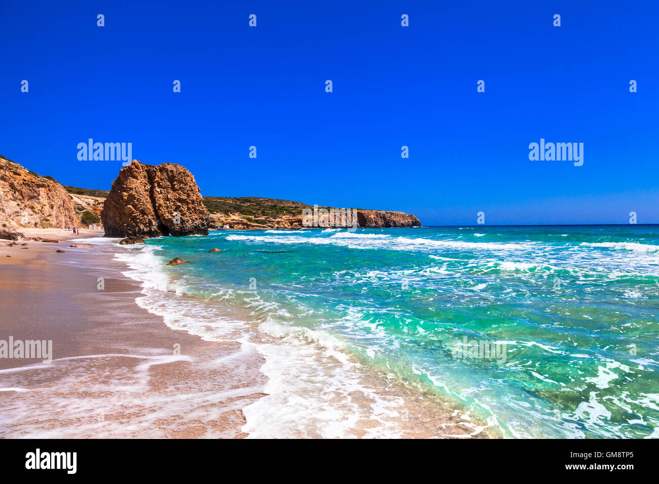 unique beautiful beaches of Milos island, Greece, Cyclades Stock Photo