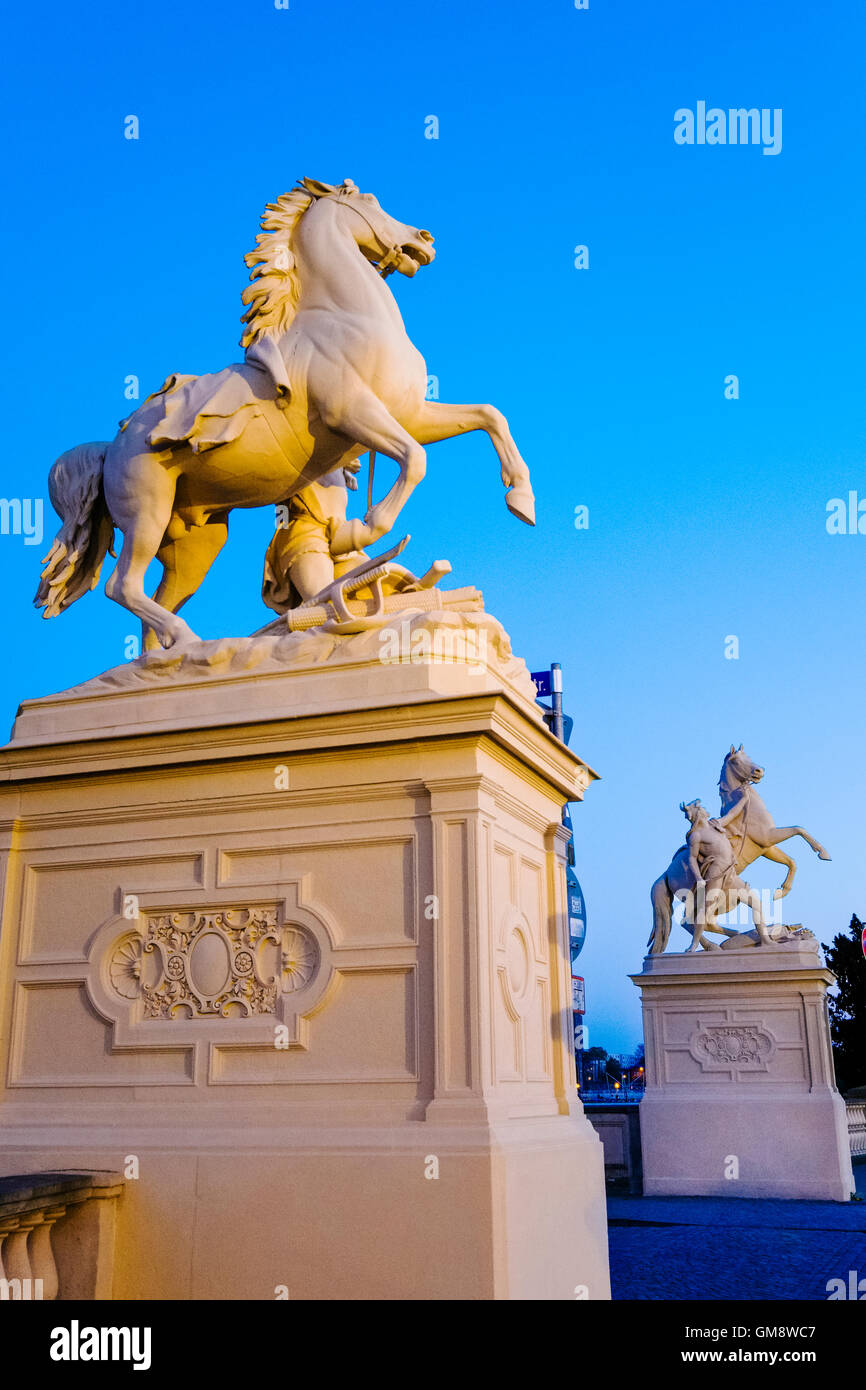 Horse statue in front of Schwerin Castle, Mecklenburg Western Pomerania, Germany Stock Photo