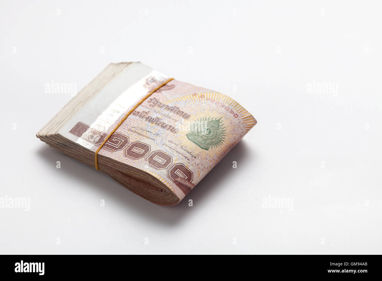 1000 Thai banknote white background still life close up macro money Stock Photo