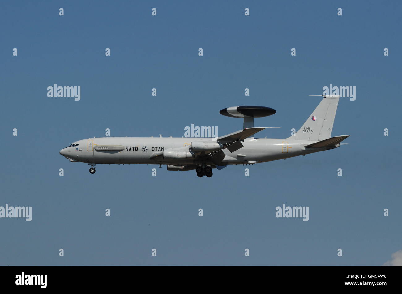 AWACS early warning aircraft, airplane, Boeing, E-3A, rada,r warning, aircraft Stock Photo