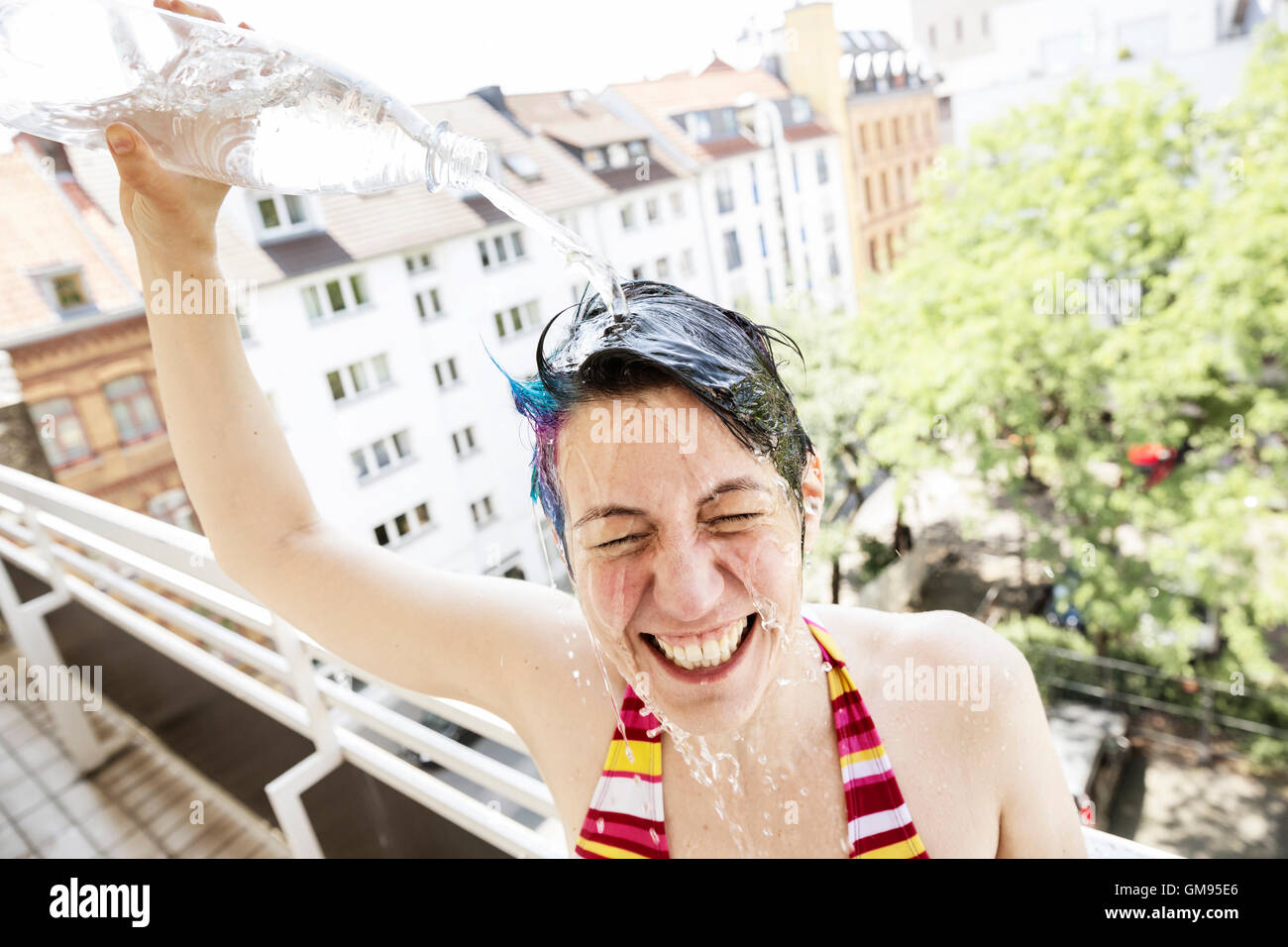 Mature woman showering head hi-res stock photography and images - Alamy