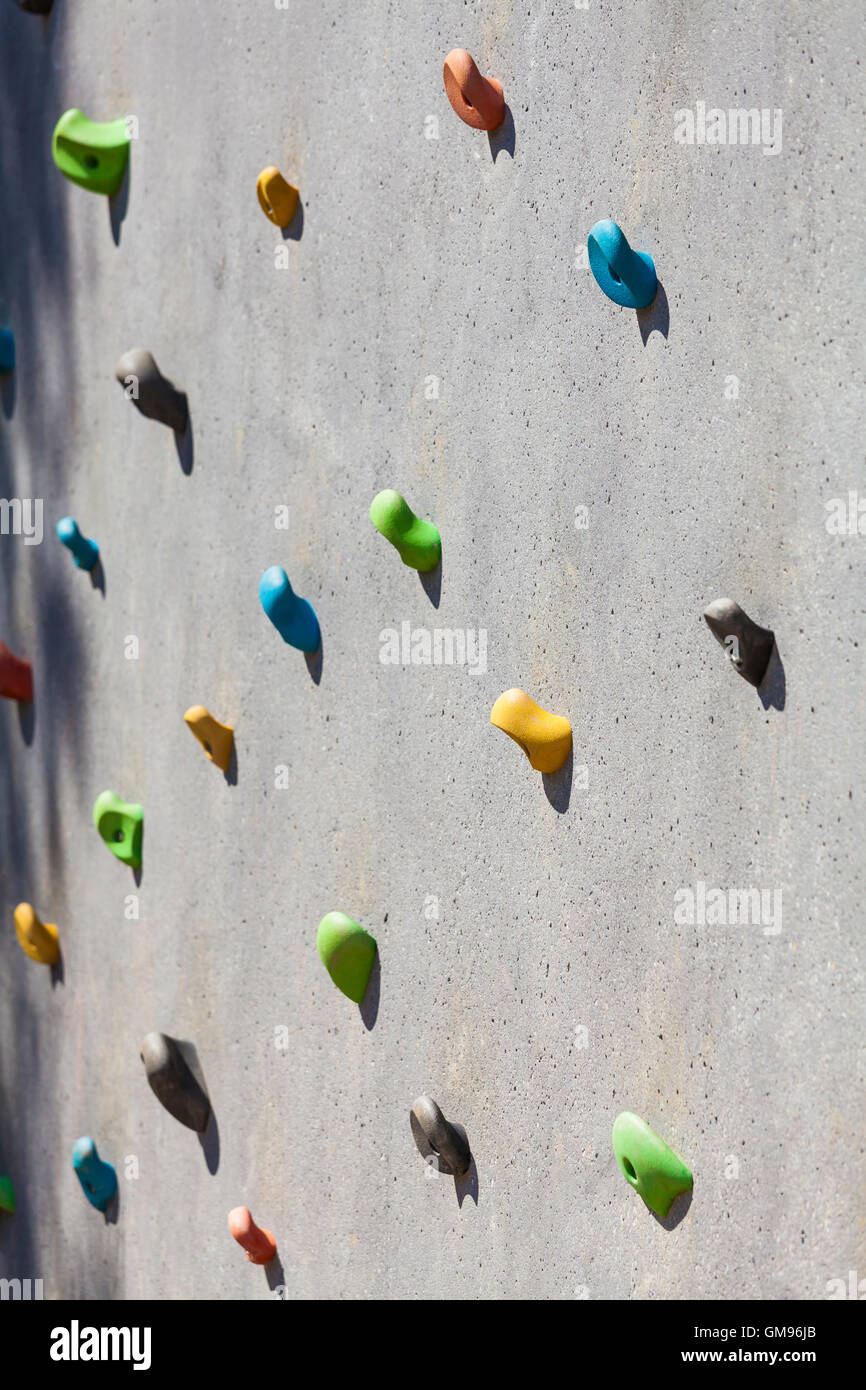 Hand grips, climbing wall Stock Photo Alamy