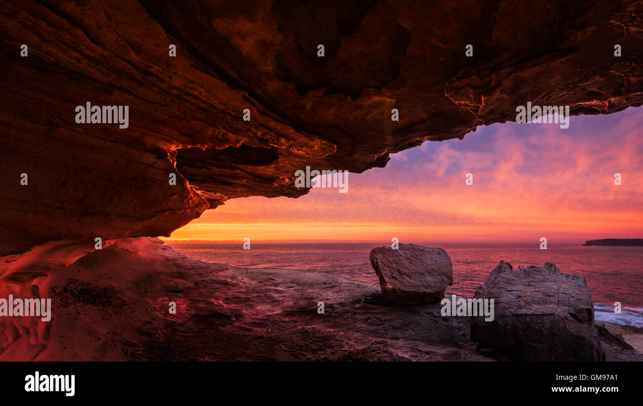 Australia, New South Wales, Maroubra, coast at sunset Stock Photo