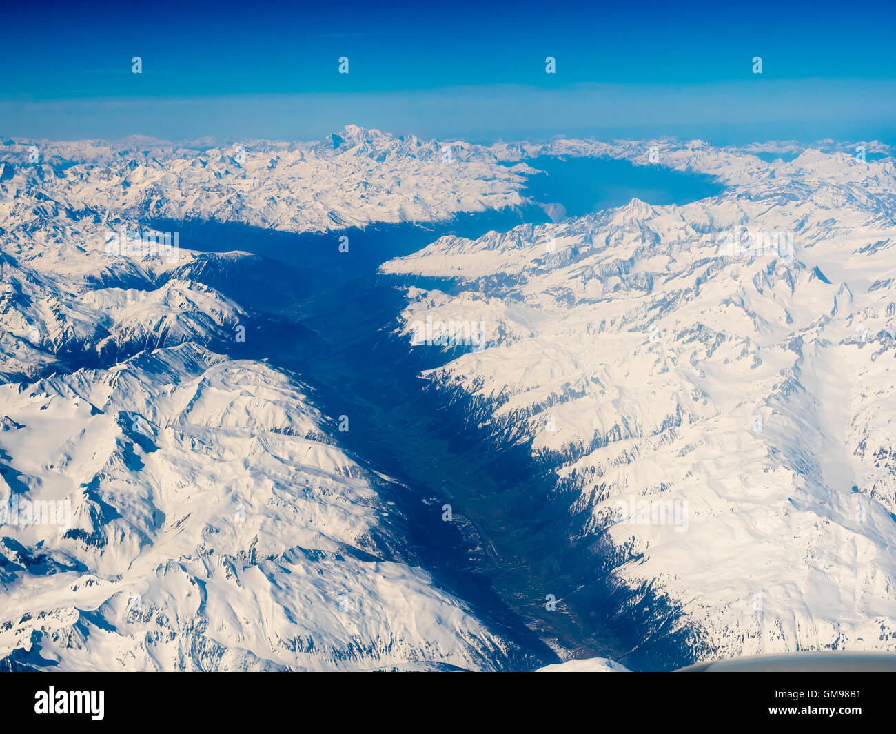 Austria, aerial view of alps with snow Stock Photo - Alamy