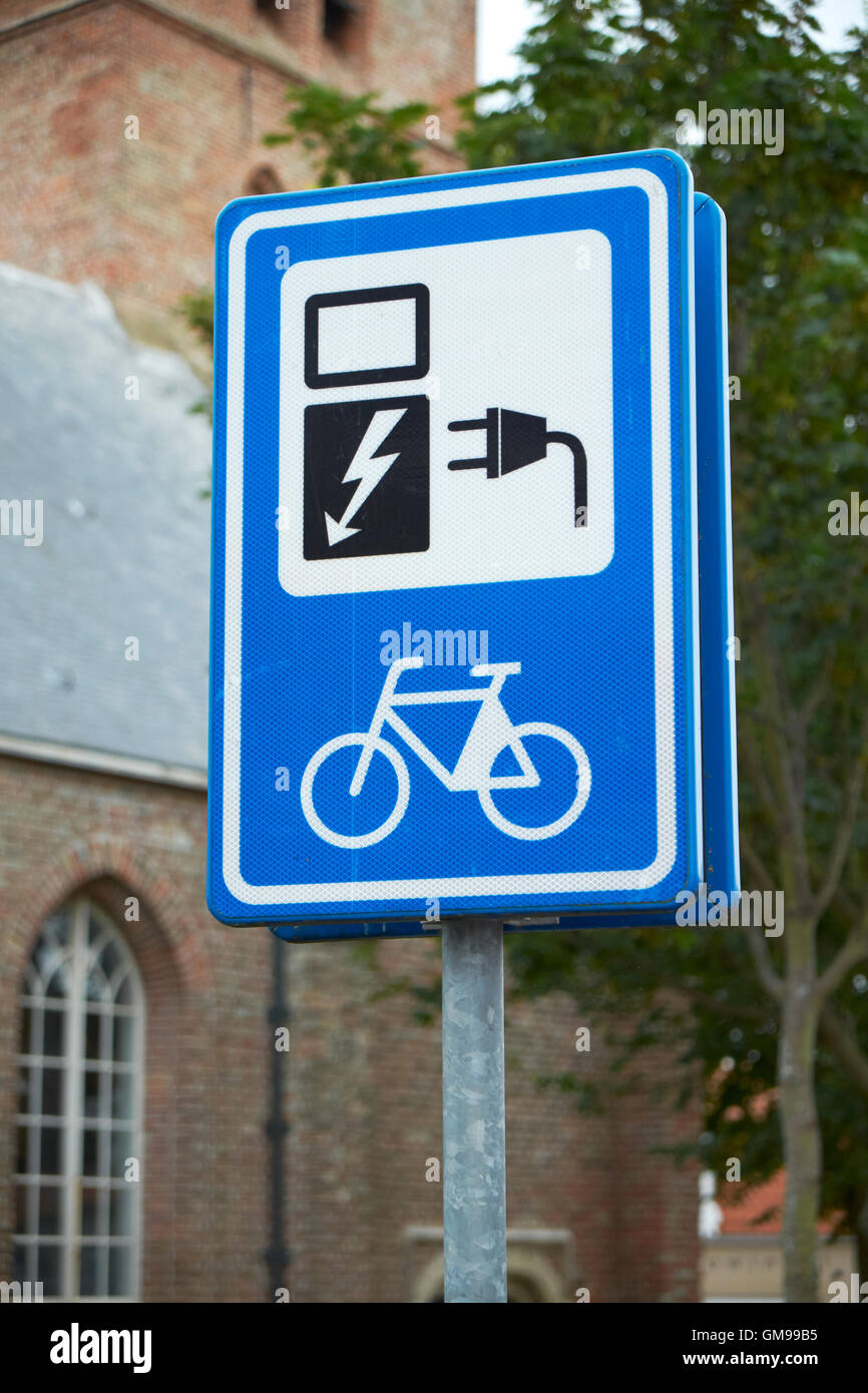 Indicating label for electric bicycle Stock Photo