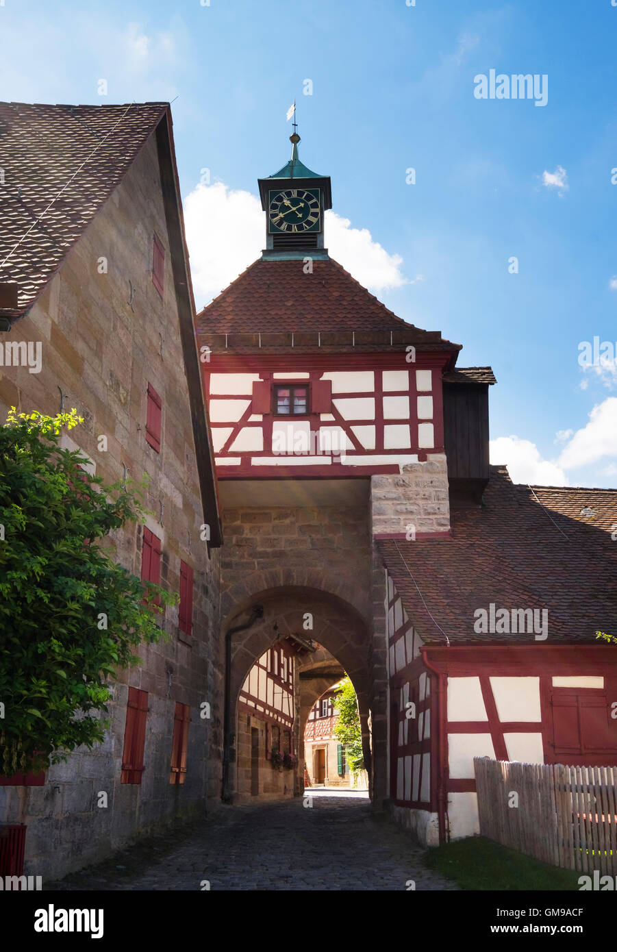 Germany, Bavaria, Central Franconia, Cadolzburg, castle gate Stock ...