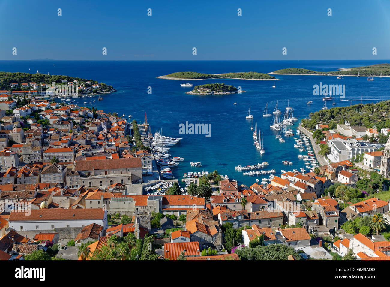 Elevated view town harbour hvar hi-res stock photography and images - Alamy