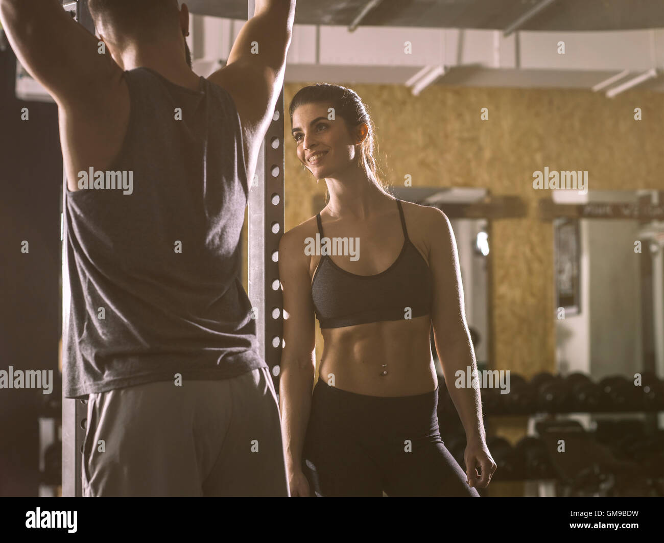 Fitness, couple in gym Stock Photo