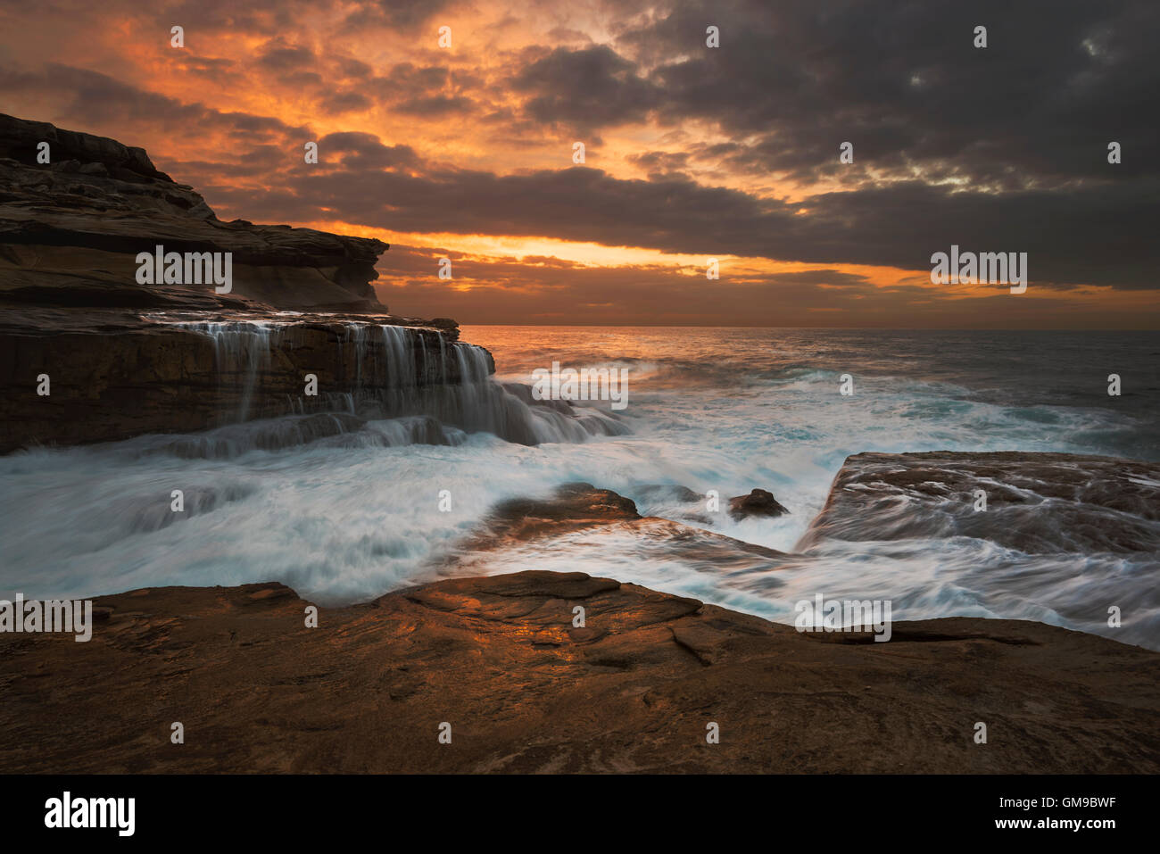 Australia, New South Wales, Maroubra, coast at sunet Stock Photo