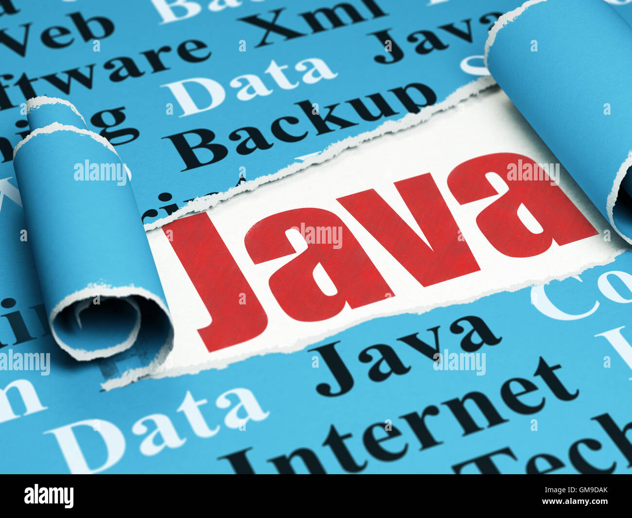 Programming concept: red text Java under the piece of torn paper Stock ...