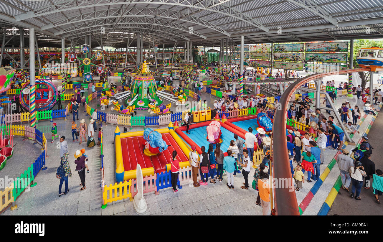 Ho Chi Minh city ( Saigon ), Vietnam - September 02, 2015: Kids zone and playground in children amusement water park Suoi Tien Stock Photo