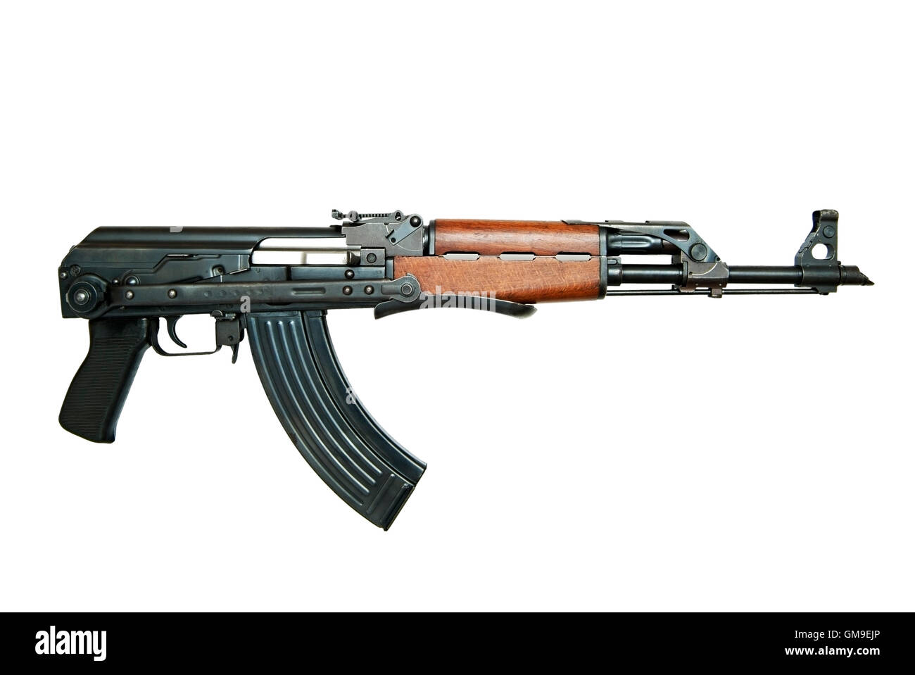 AK47 AKMS Kalashnikov Assault Rifle, Cut Out. Stock Photo