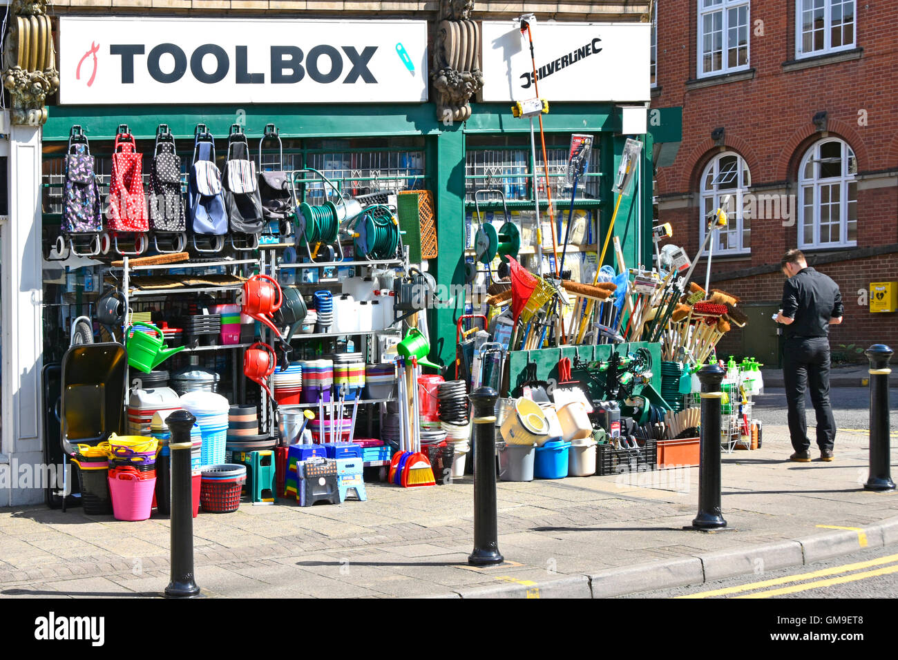 English hardware homeware shop with large quantity of stock hanging