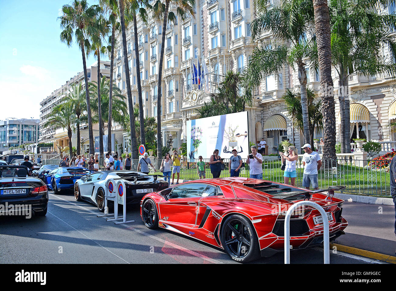car before Carlton hotel Boulevard de la Croisette Cannes ProvenceAlpesCote d'Azur