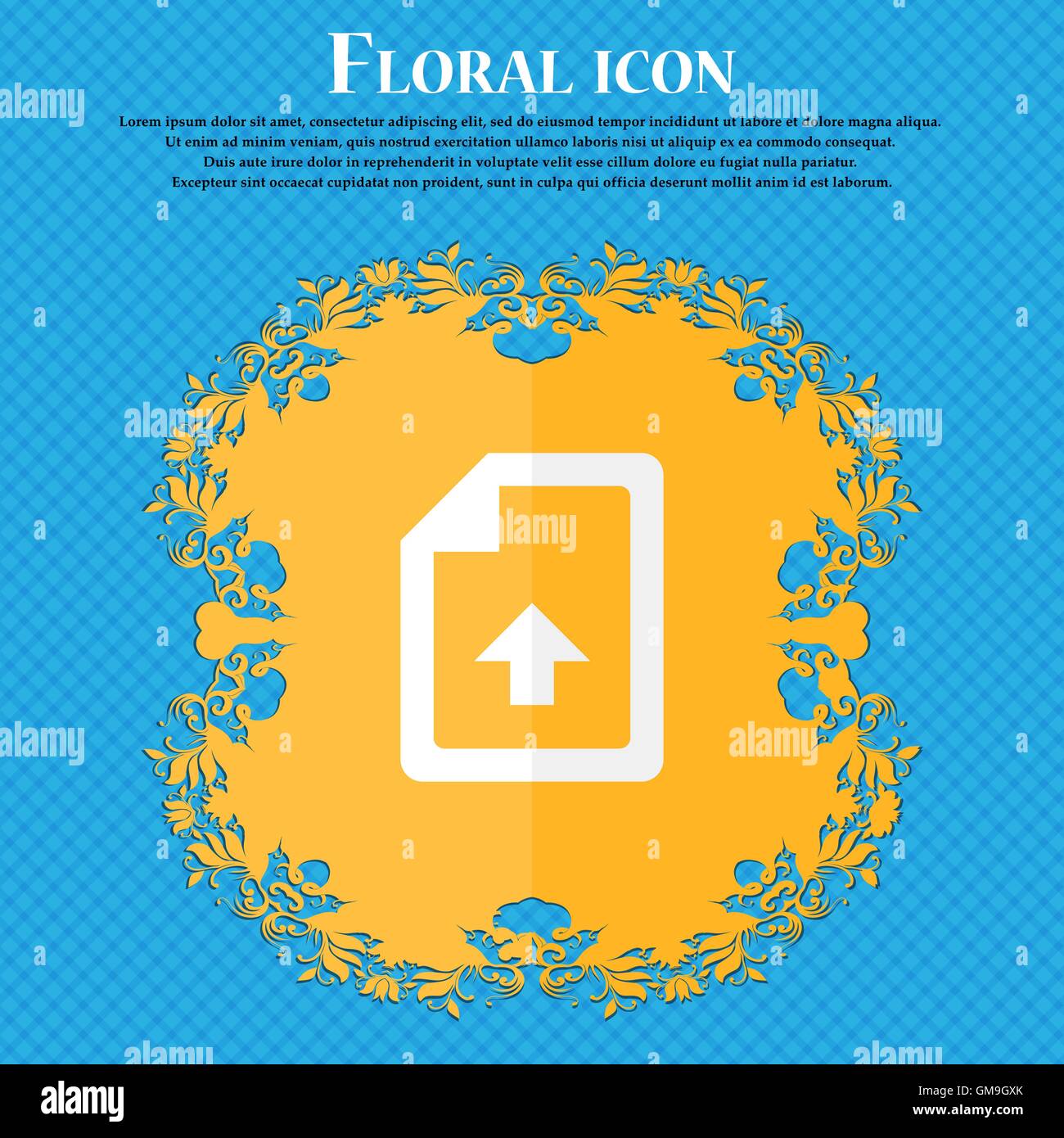 Export, Upload file . Floral flat design on a blue abstract background ...