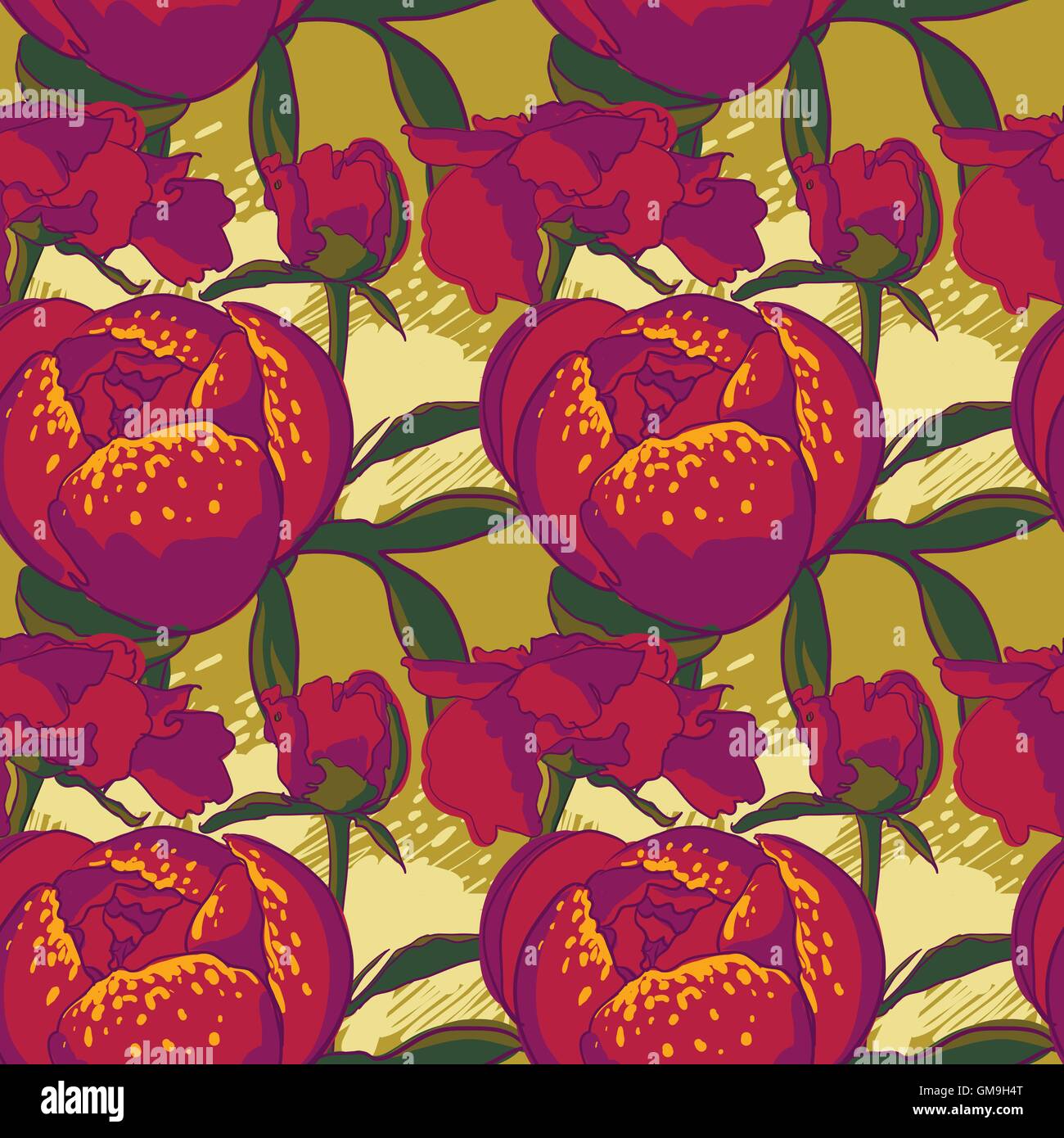 Seamless floral background with peonies Stock Vector Image & Art - Alamy