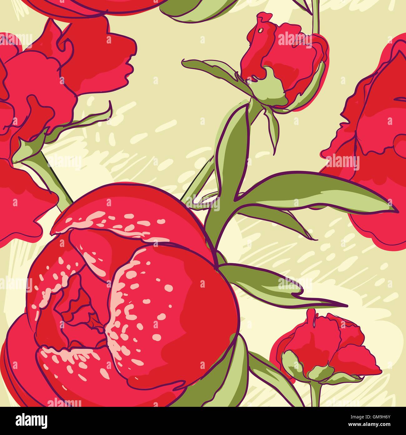 Seamless floral background with peonies Stock Vector Image & Art - Alamy