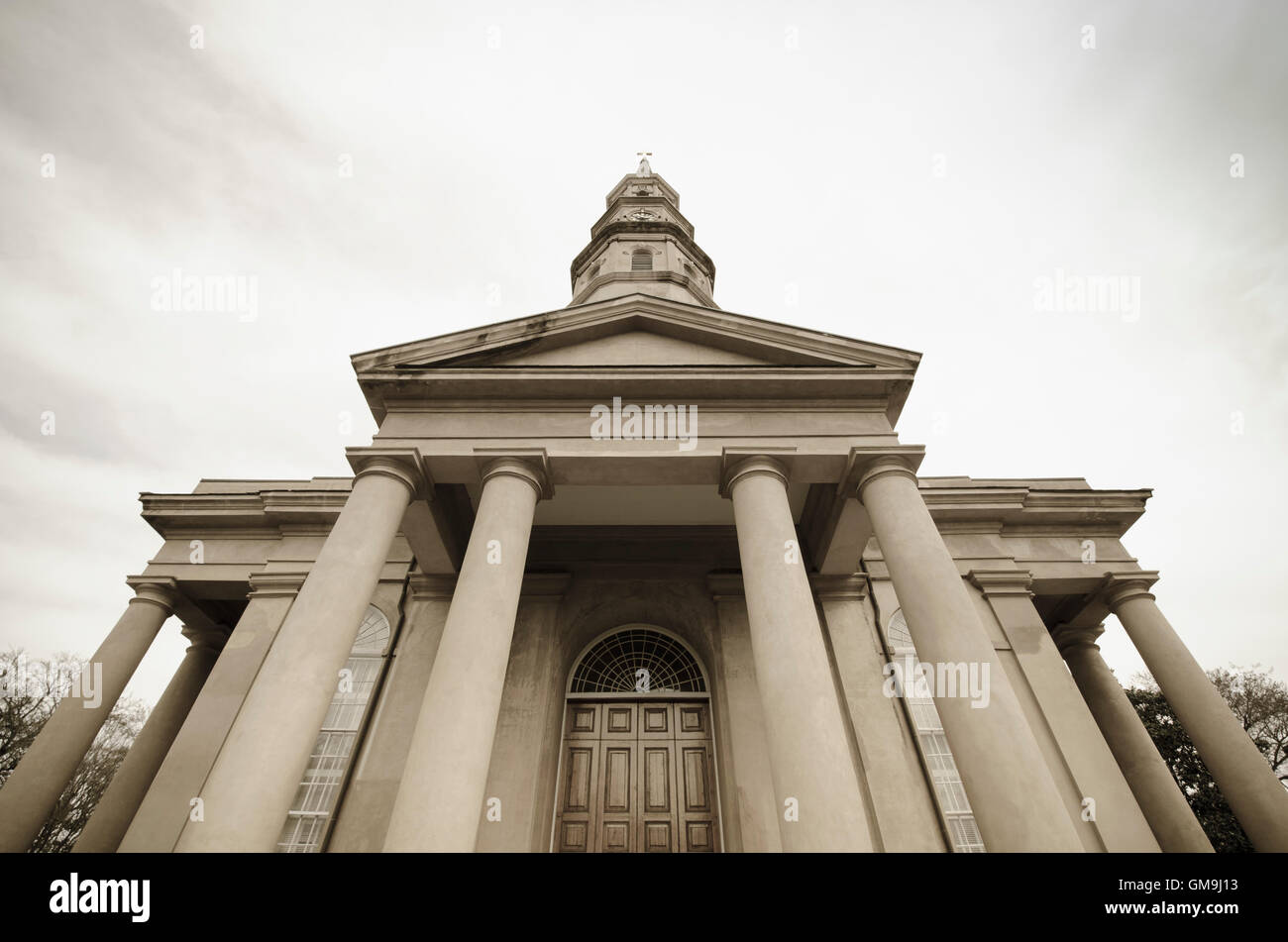 South Carolina, Charleston, Low angle view of church Stock Photo