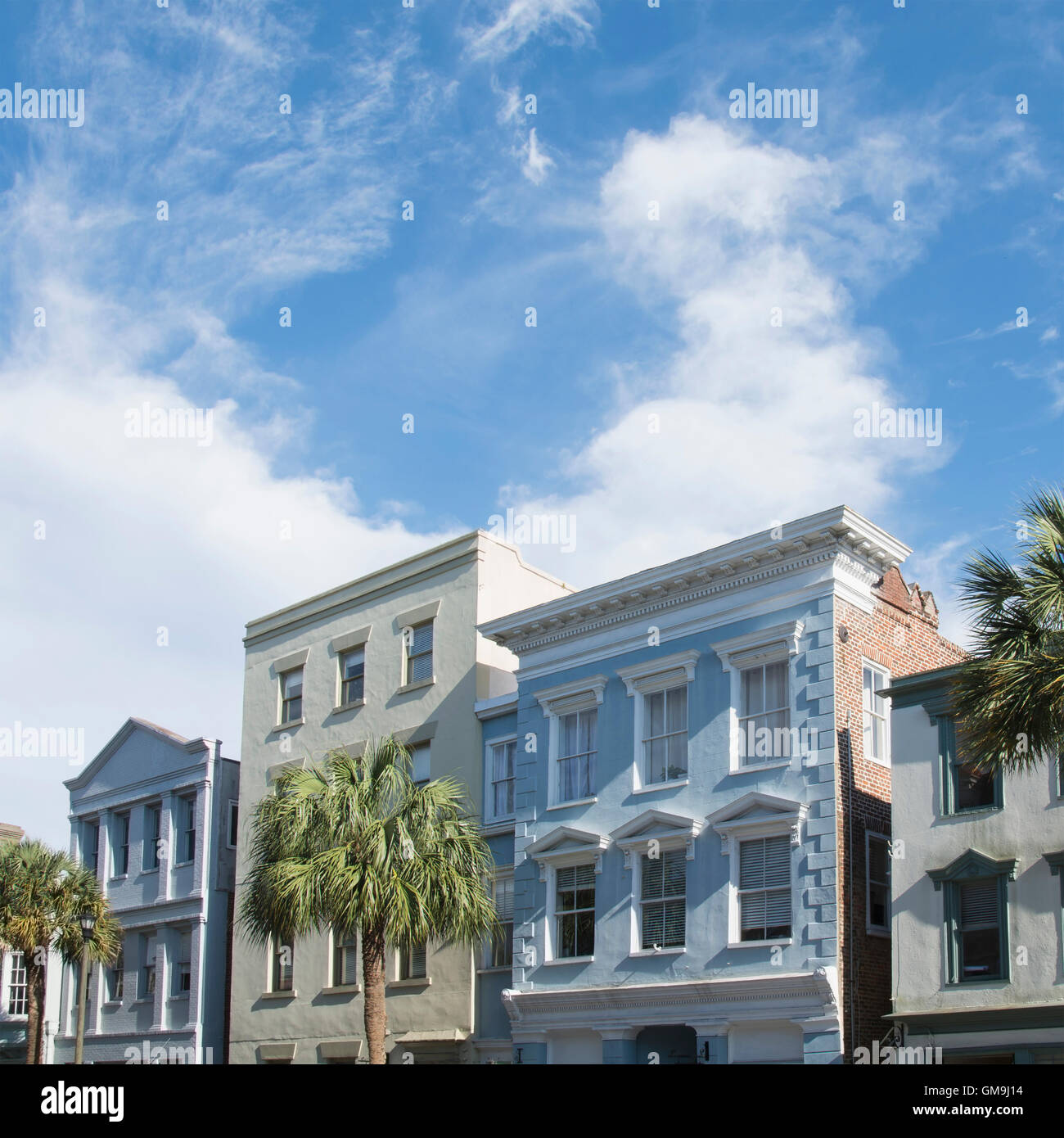 South Carolina, Charleston, Buildings in street Stock Photo