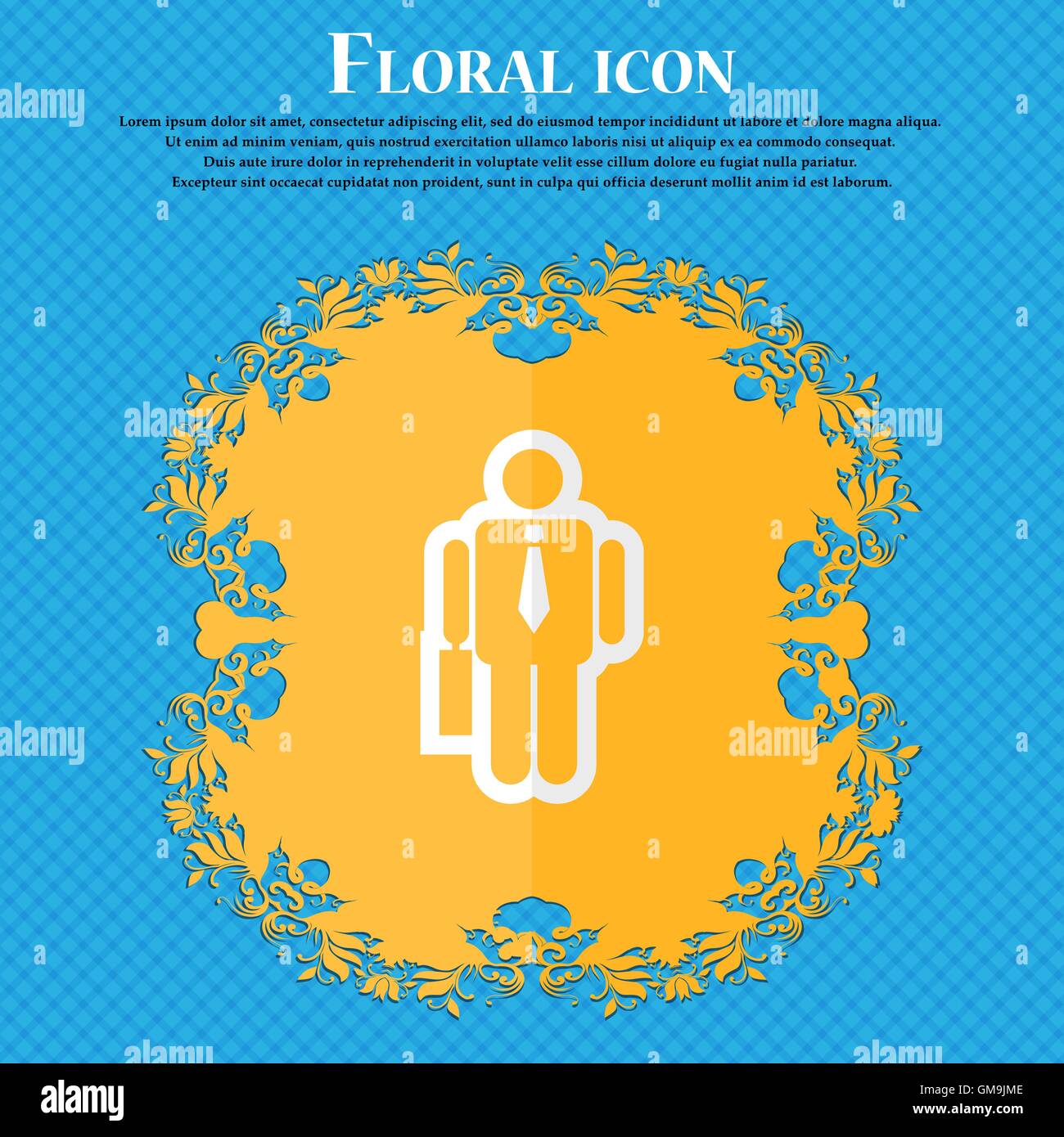 businessman. Floral flat design on a blue abstract background with place for your text. Vector Stock Vector