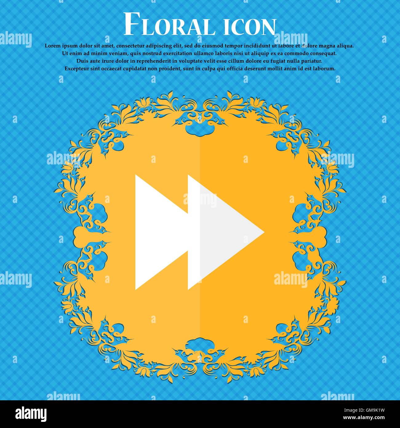 multimedia sign icon. Player navigation symbol. Floral flat design on a ...