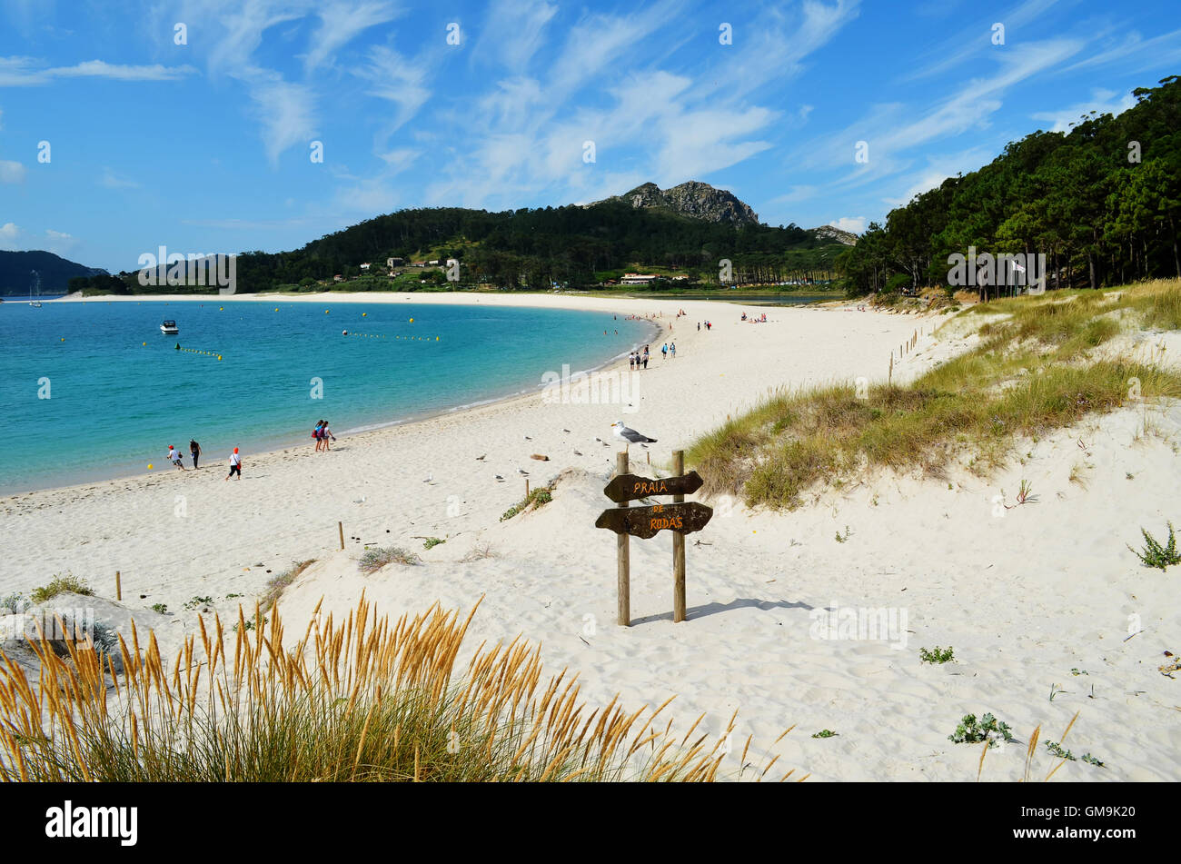 Rodas beach, on Islas Cies (Spain), is considered one of the Top 10 beaches in the world. Stock Photo