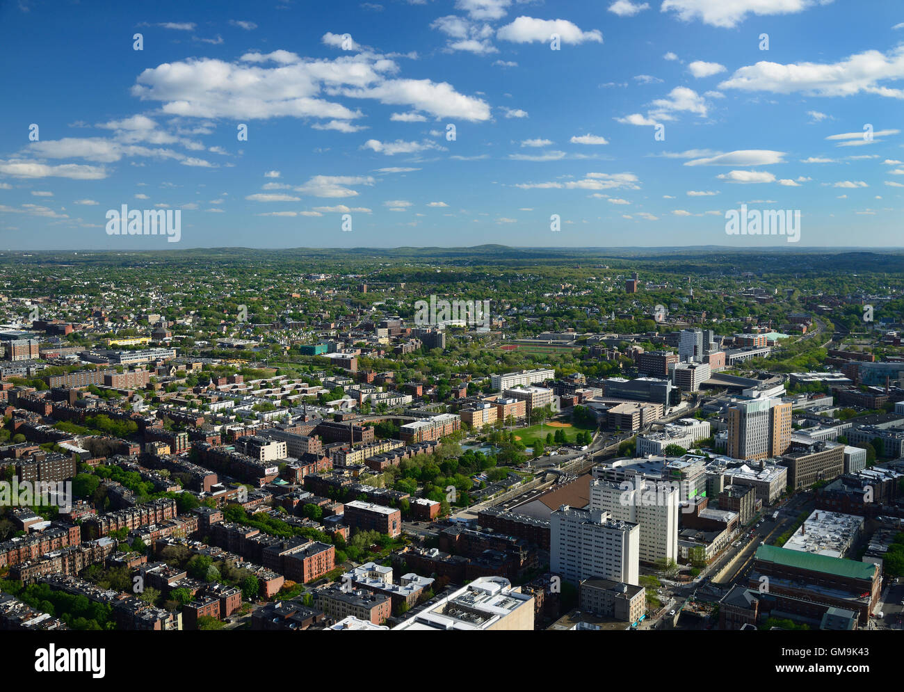 Massachusetts, Boston, Aerial view of Back Bay and South End Stock