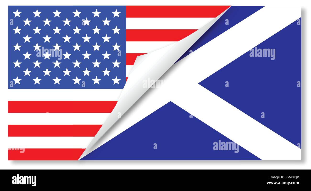 United States and Scotland Flags Combined Stock Vector