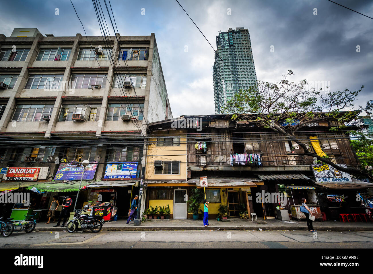 Street and buildings in Sampaloc, Manila, The Philippines Stock Photo