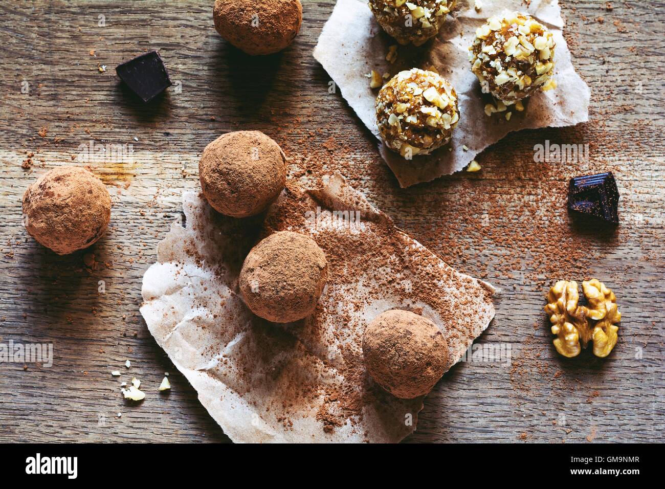 Homemade chocolate truffle balls Stock Photo