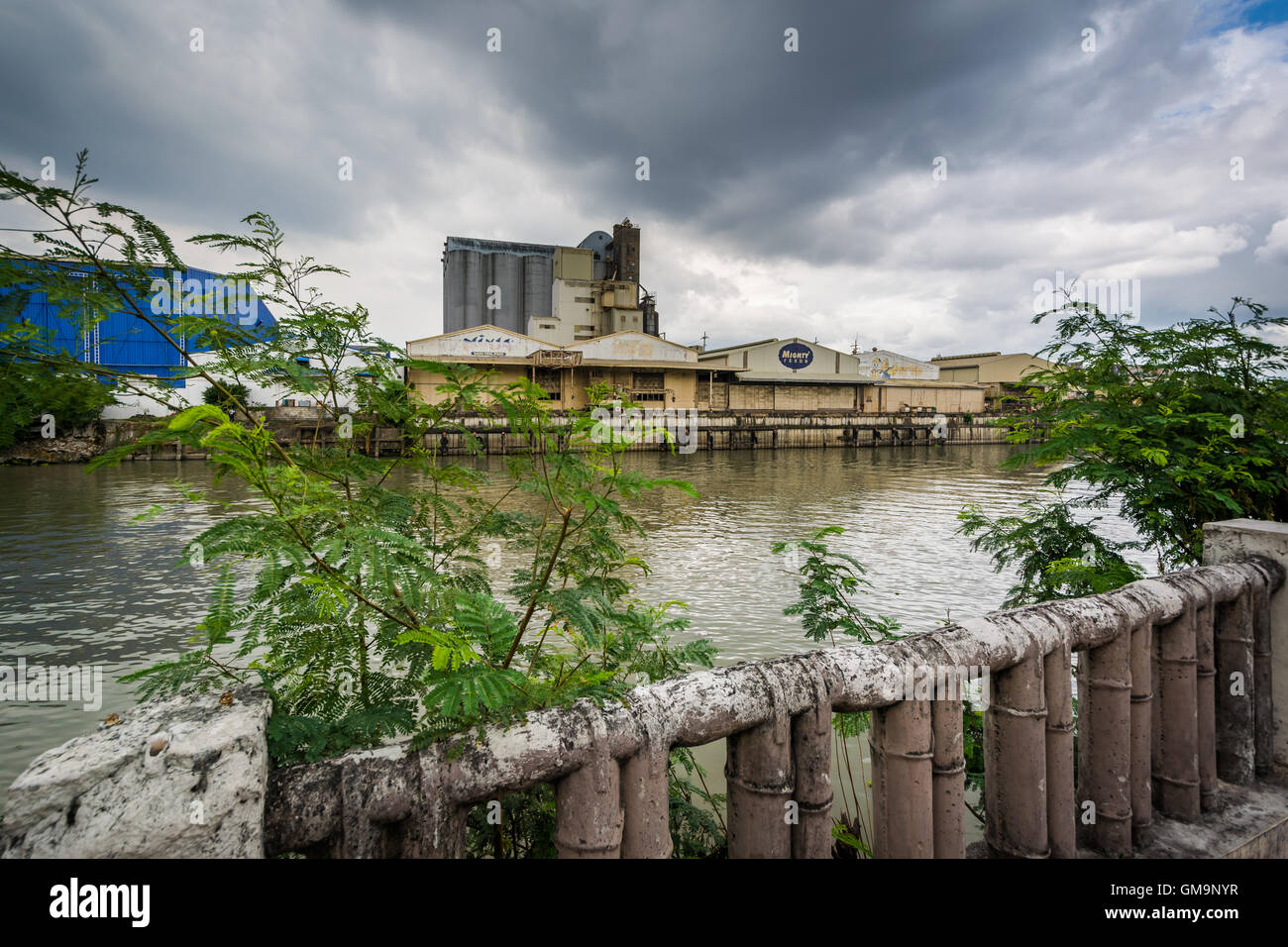 The Pasig River in Makati, Metro Manila, The Philippines. Stock Photo