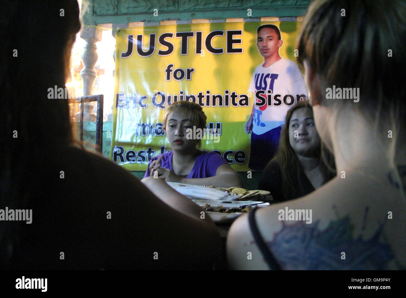 Philippines. 25th Aug, 2016. A banner that calling for justice was set ...