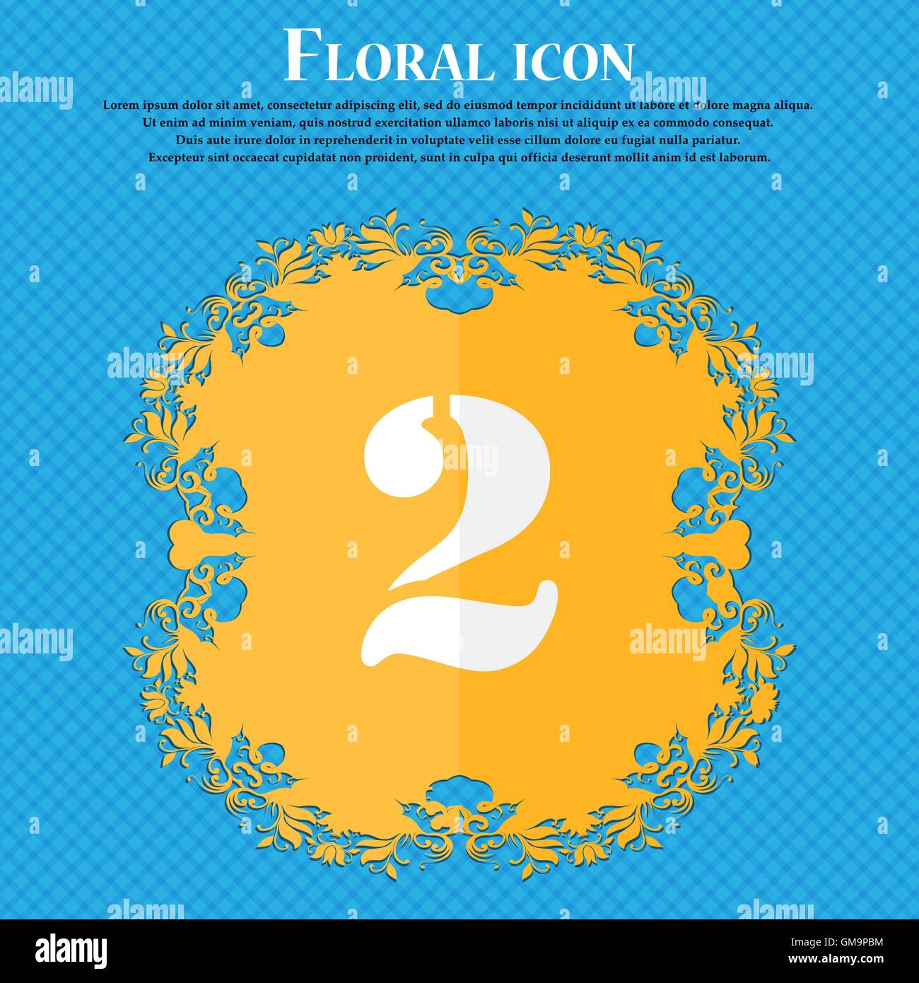 Second place award sign. Winner symbol. Step two. Floral flat design on