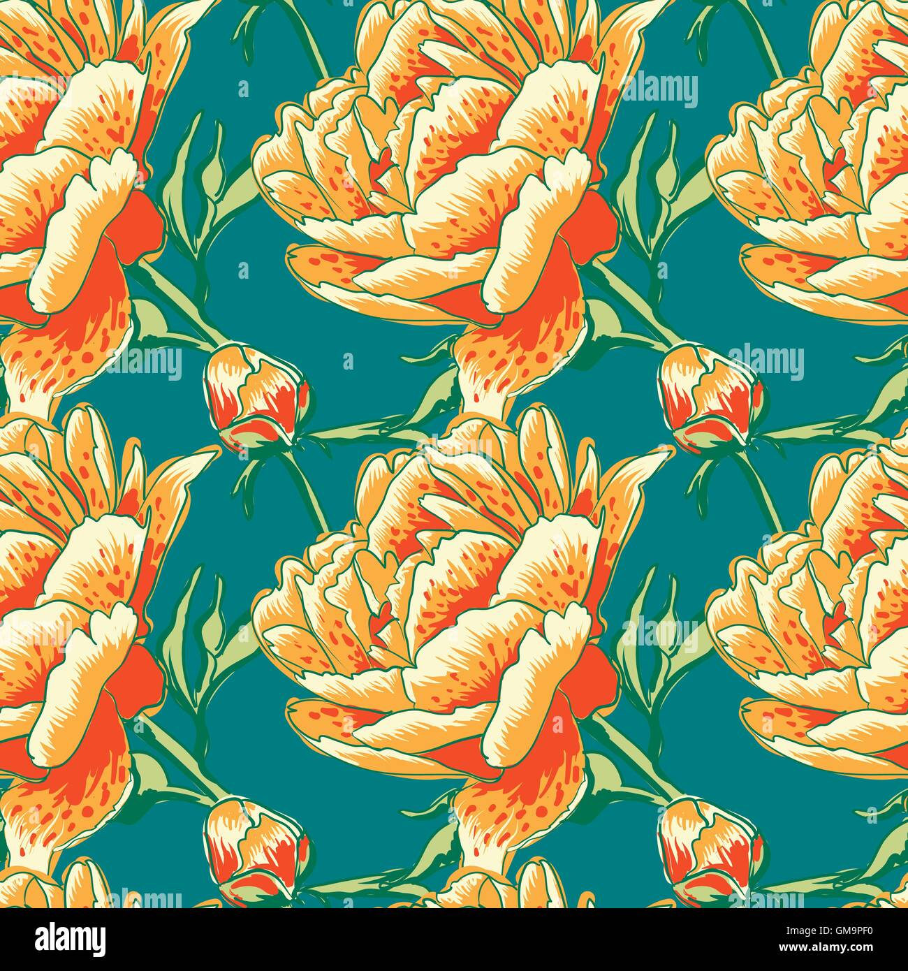 Seamless floral background with peonies Stock Vector Image & Art - Alamy