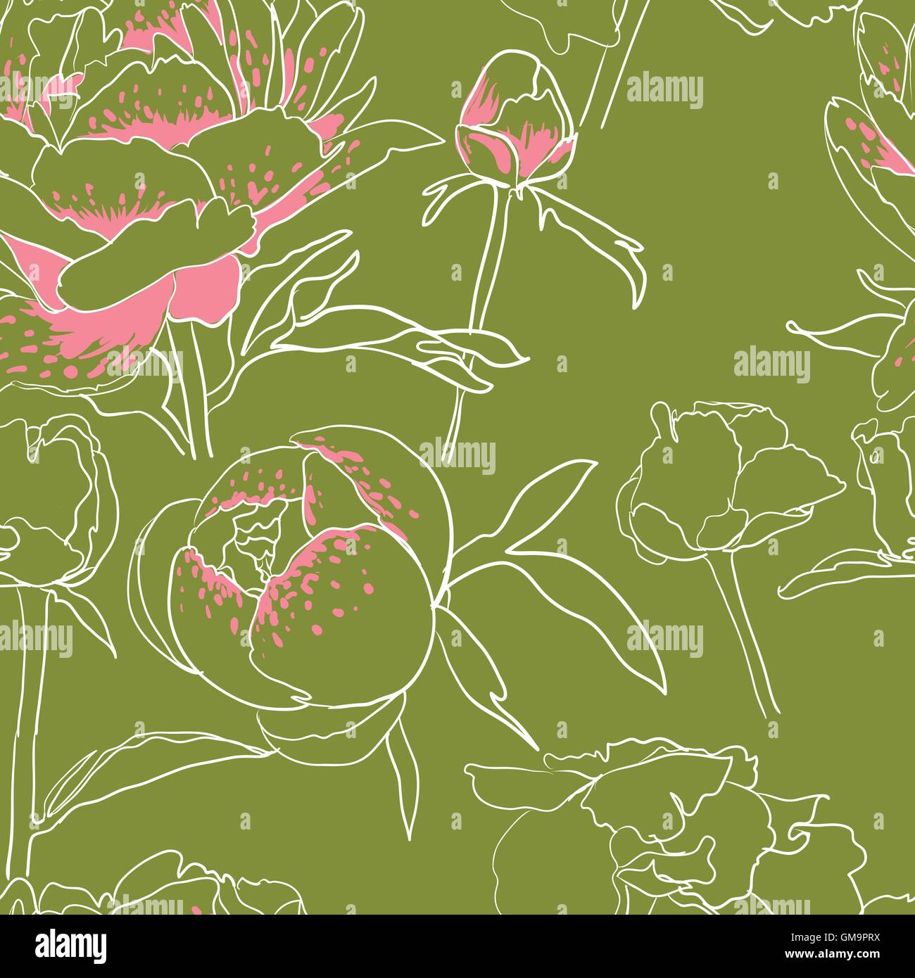 Seamless floral background with peonies Stock Vector Image & Art - Alamy