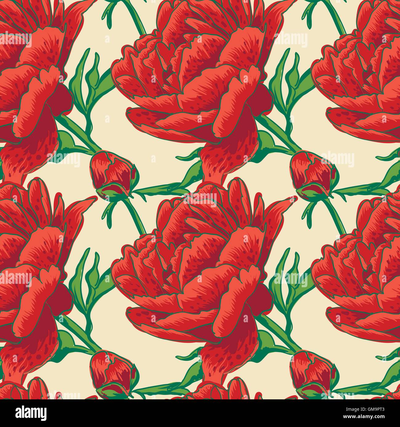 Seamless floral background with peonies Stock Vector Image & Art - Alamy