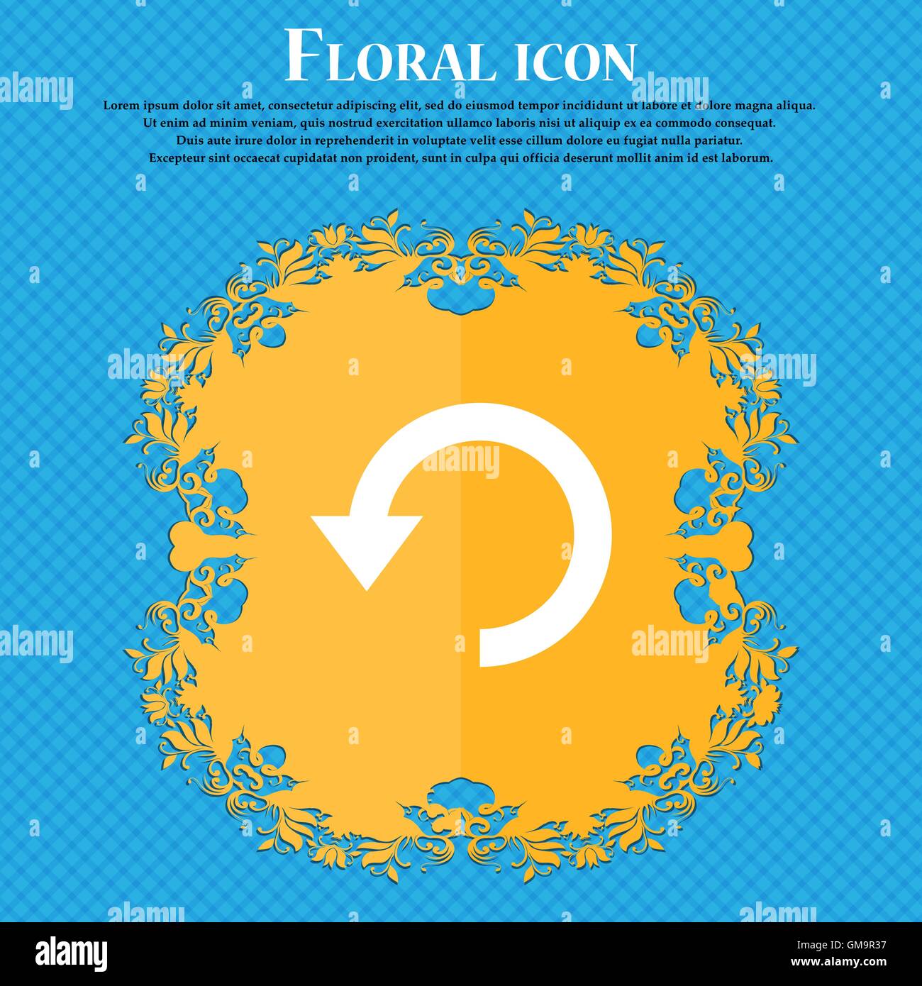 Upgrade, arrow, update . Floral flat design on a blue abstract background with place for your text. Vector Stock Vector