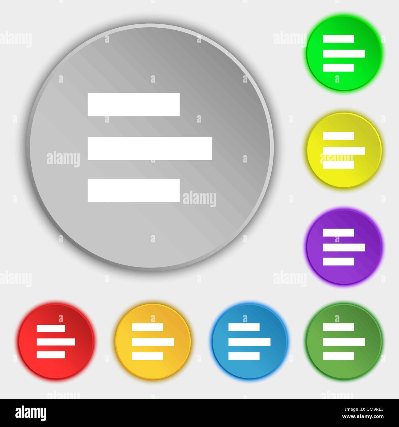 Left-aligned icon sign. Symbols on eight flat buttons. Vector Stock ...