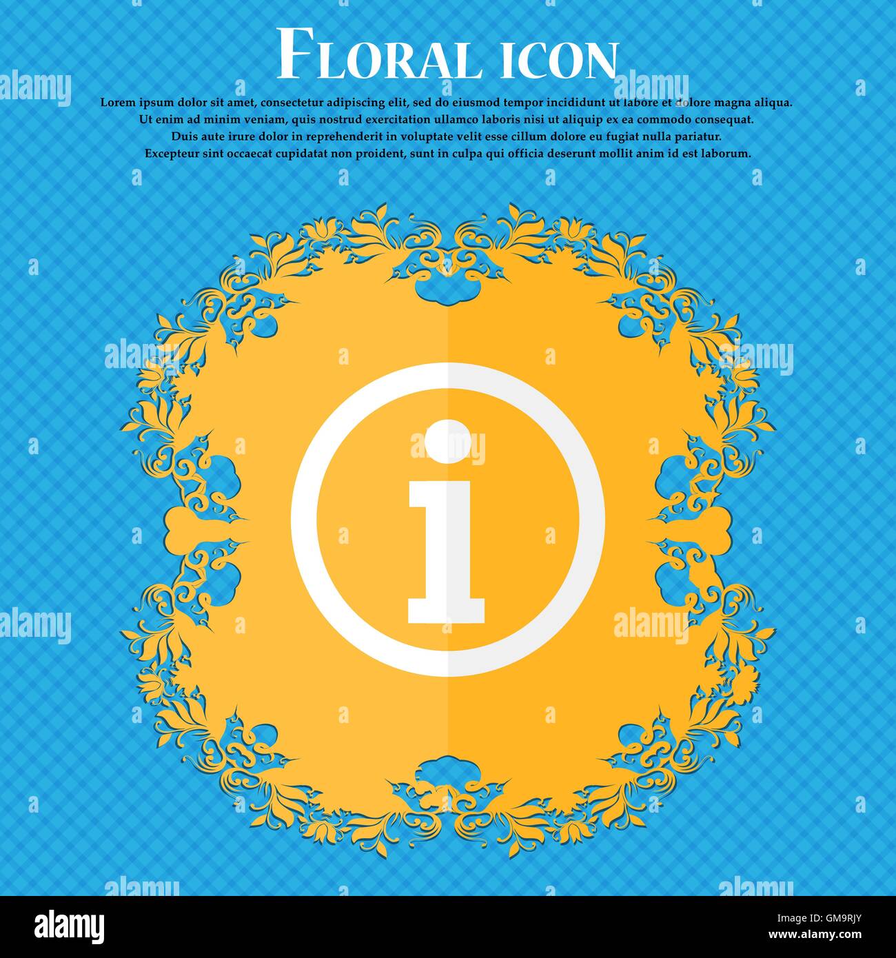Information sign icon. Info speech bubble symbol. Floral flat design on ...