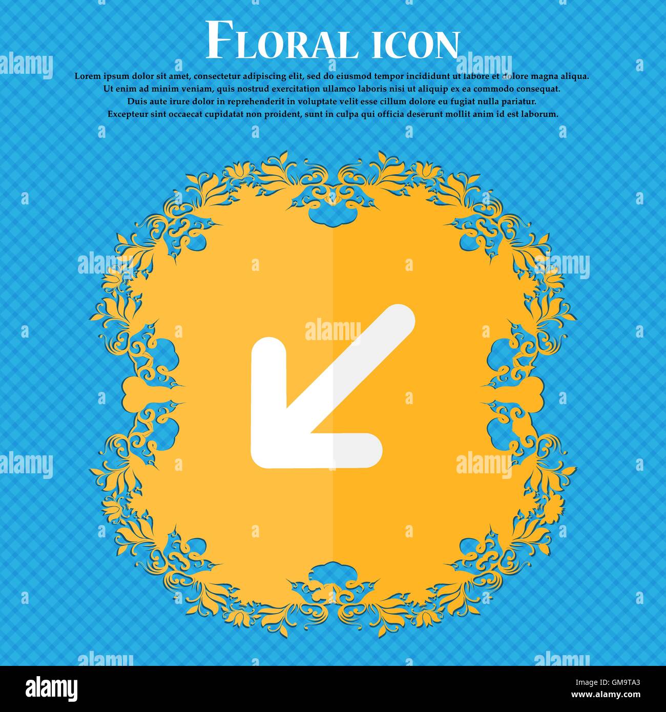 turn to full screen. Floral flat design on a blue abstract background with place for your text. Vector Stock Vector