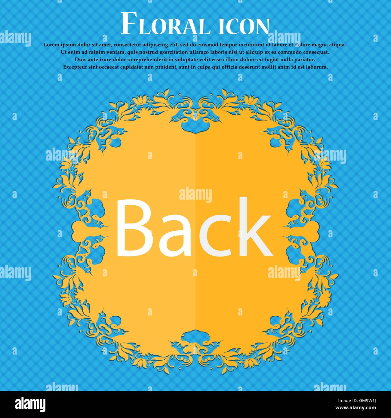 Arrow sign icon. Back button. Navigation symbol. Floral flat design on ...