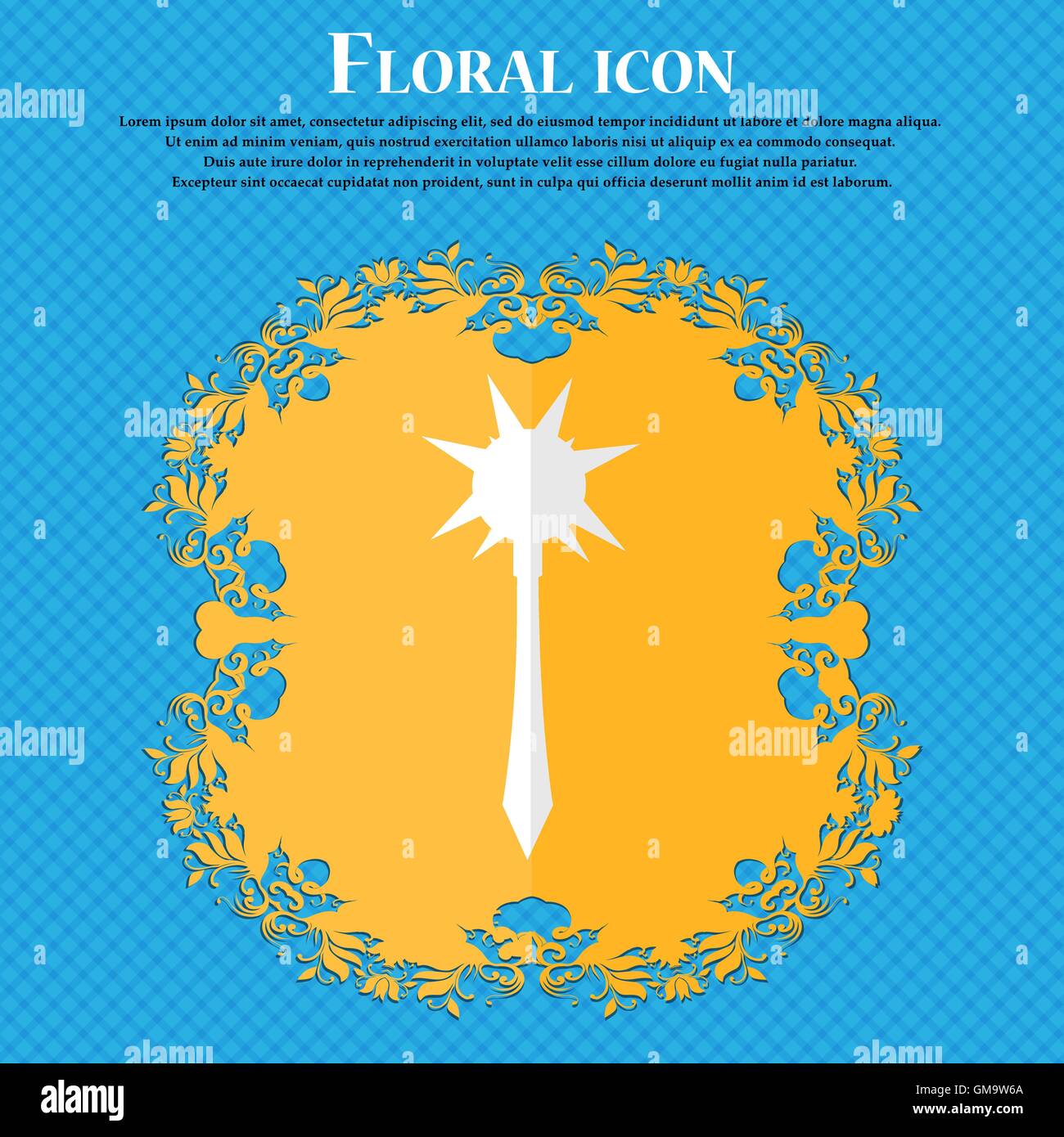 Mace. Floral flat design on a blue abstract background with place for your text. Vector Stock Vector