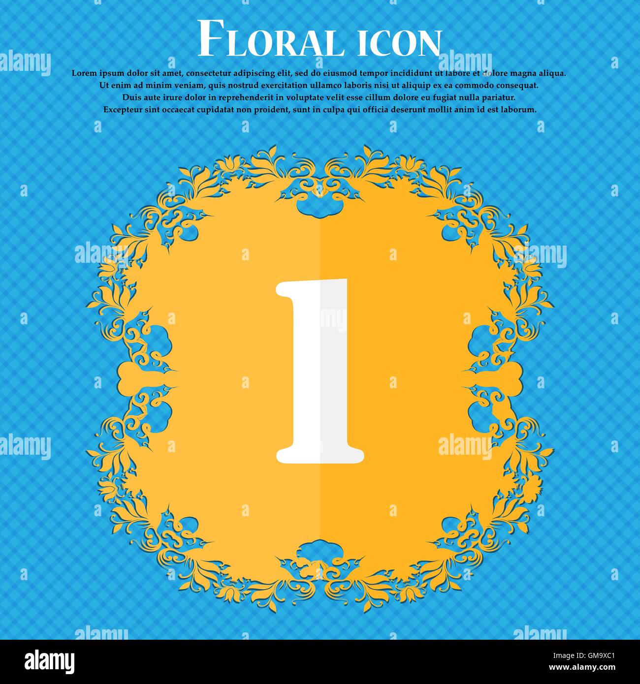 First place award sign. Winner symbol. Step one. Floral flat design on ...