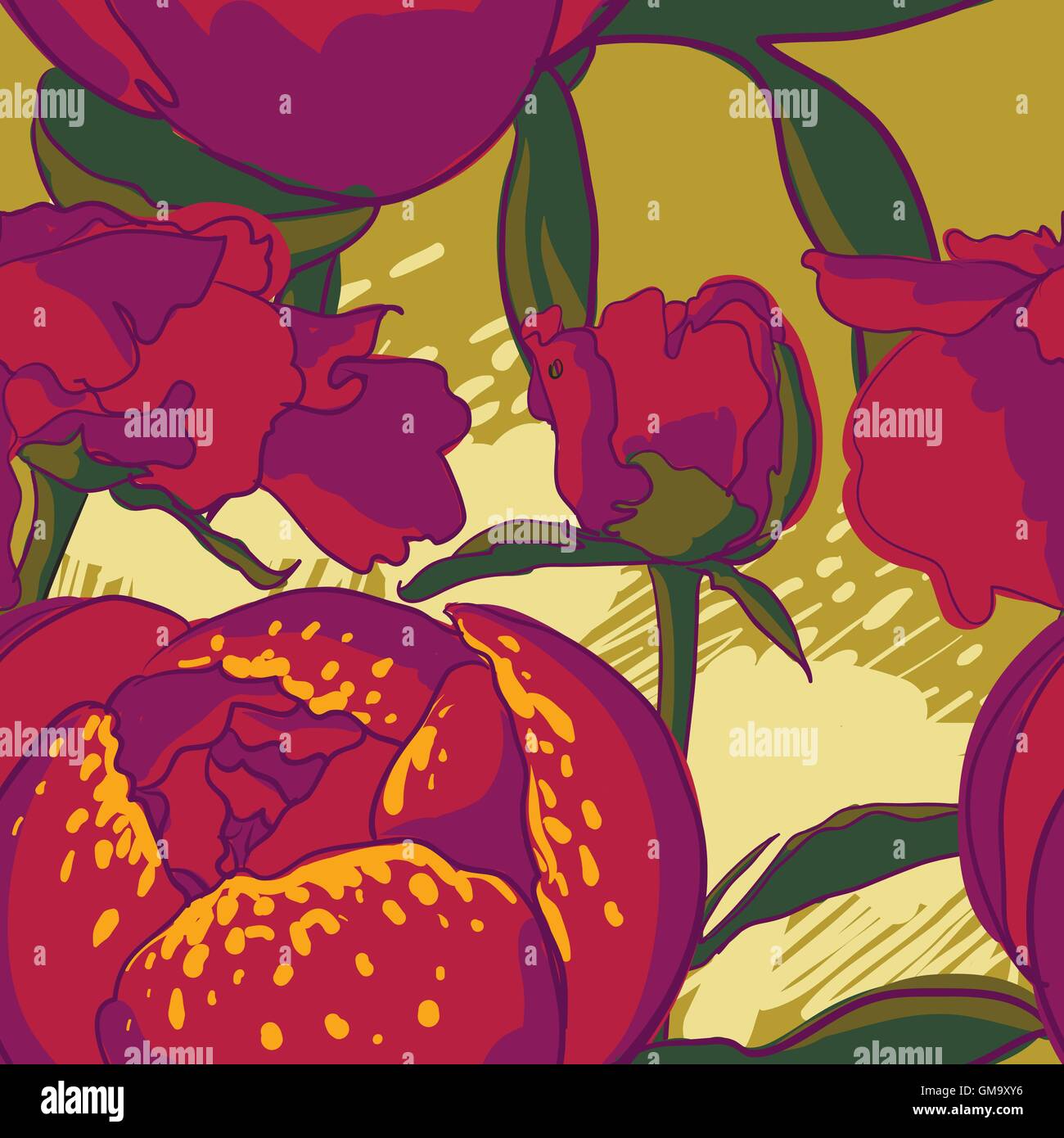Seamless floral background with peonies Stock Vector Image & Art - Alamy