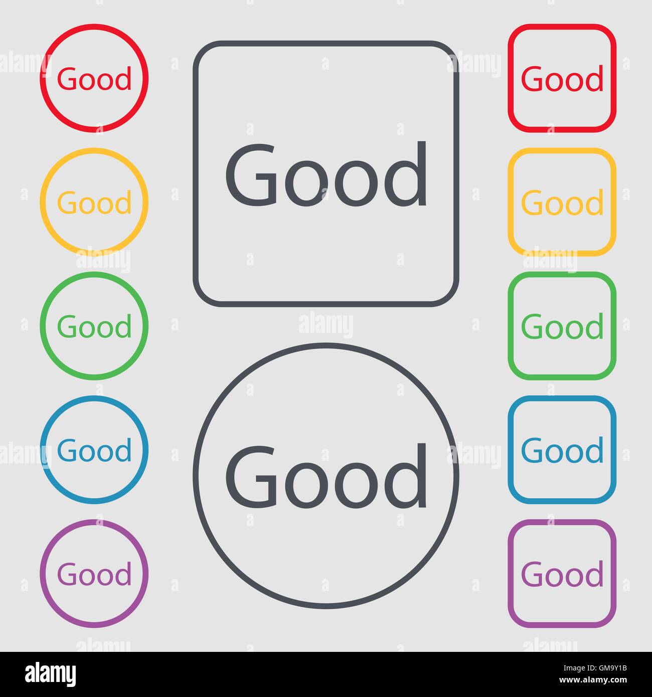Good sign icon. Symbols on the Round and square buttons with frame ...