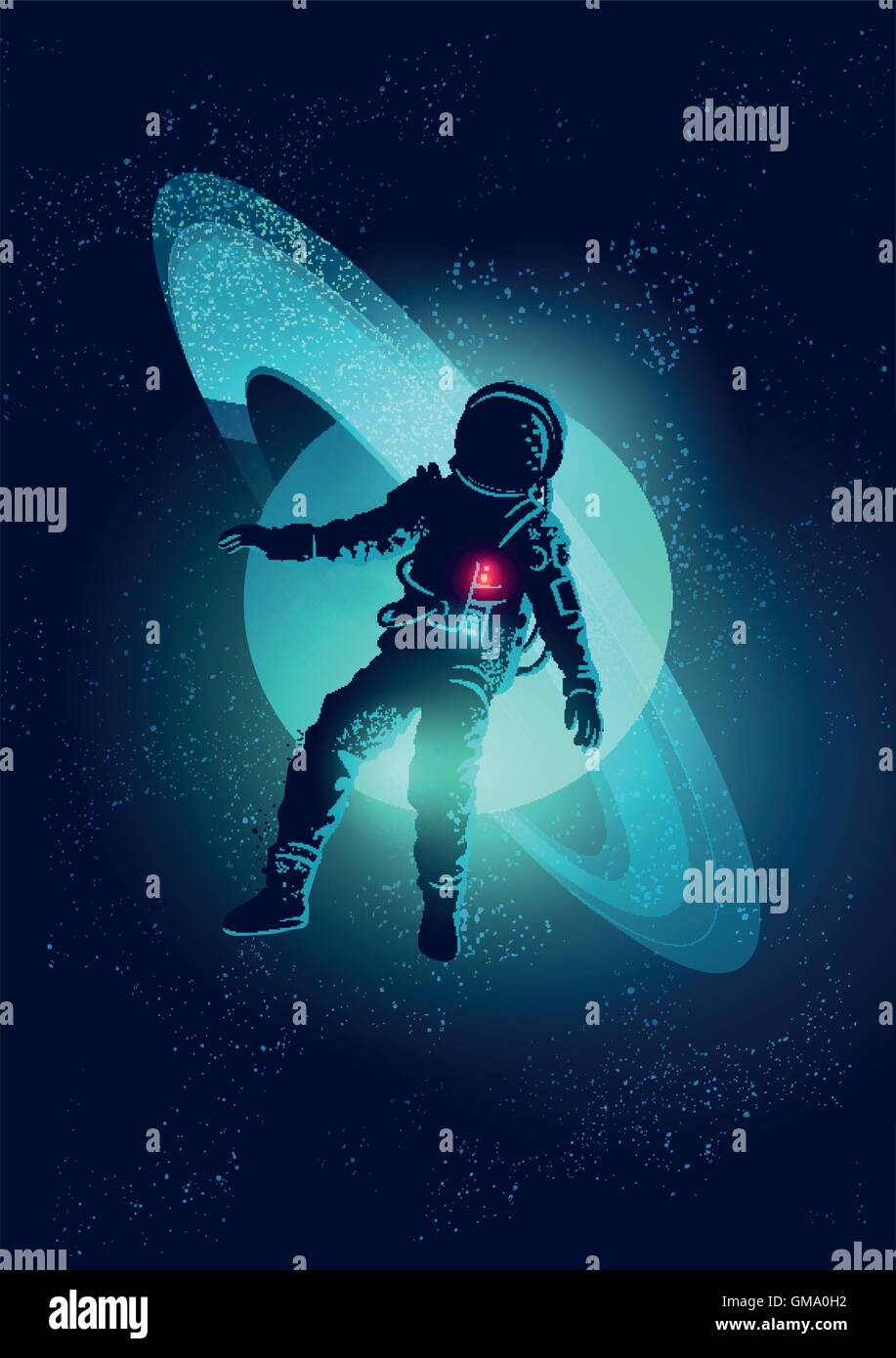 An astronaut floating through Space. Vector illustration Stock Vector