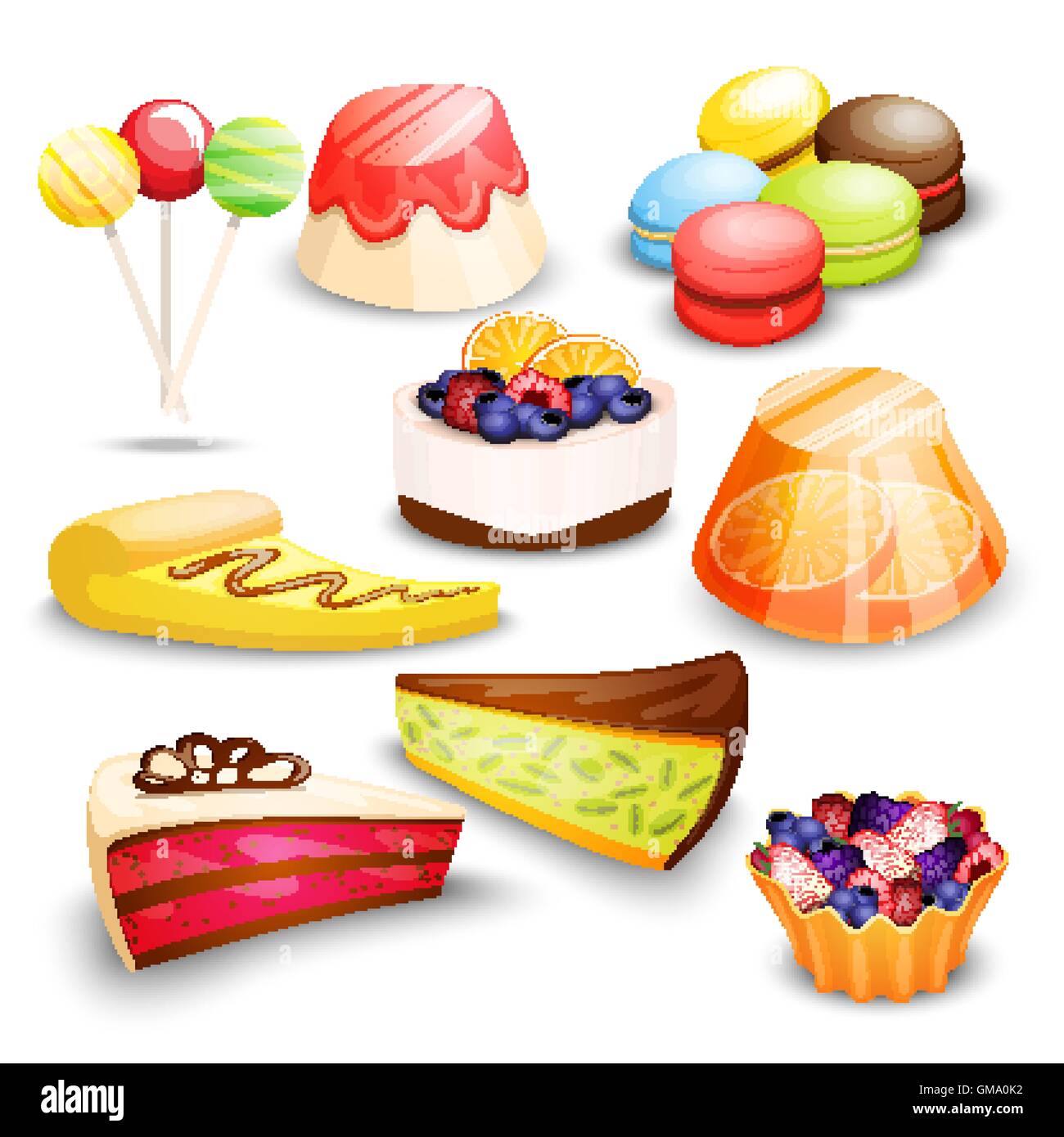 Set of sweets, cakes and other desserts Stock Vector Image & Art Alamy
