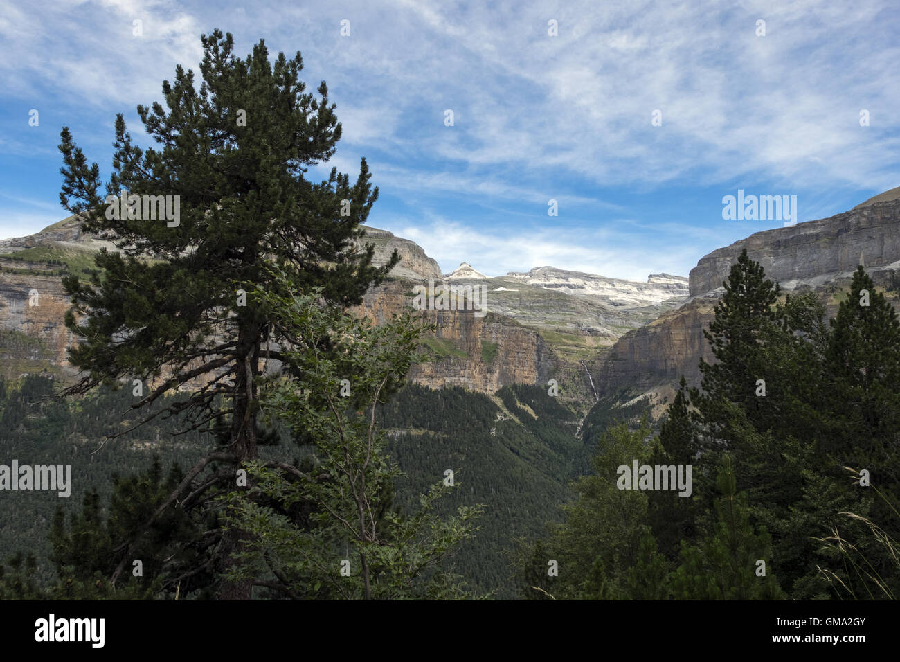View of the mountains of Ordesa y Monte Perdido National Park. Stock Photo